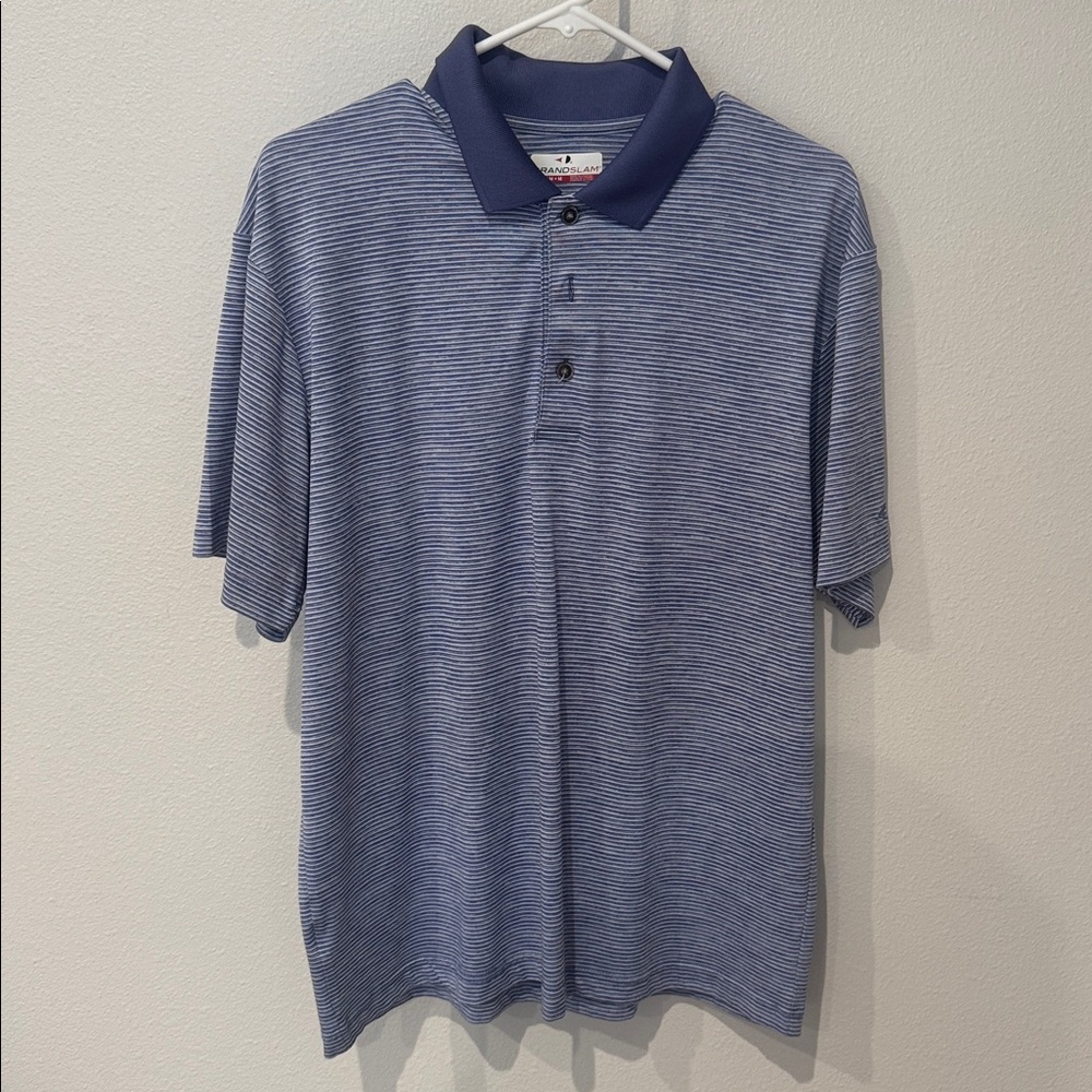 Blue Striped Golf Polo Shirt